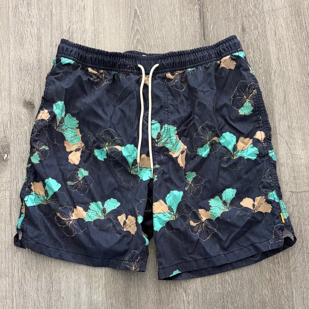 Quiksilver Black and Teal Swim Trunks
